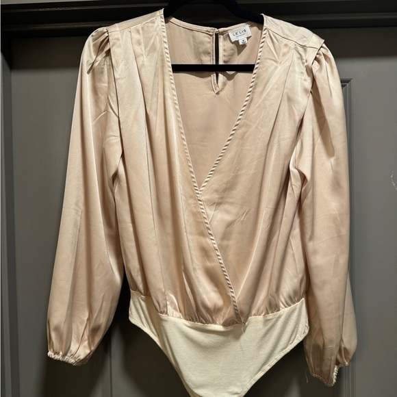 Champagne Satin Bodysuit Blouse - Picture 6 of 7